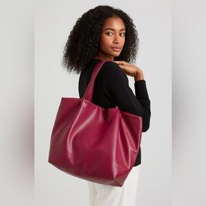 Neiman Marcus Faux Leather Plum Tote